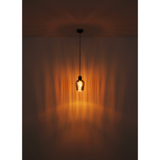 Závěsné svítidlo, kov černý, sklo kouřové barvy, kabel PVC černý, výškově nastavitelné, ø:135mm, V:1500mm, bez žárovky 1xE27, max. 40W 230V