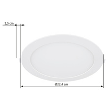 Podhledové svítidlo, bílý plast, bílý PVC kabel, externí ovladač v balení, ø:224mm, V:25mm, výřez ø:210mm, délka přívodního kabelu 200mm, včetně LED 18W 230V, zdroj 1800lm, výstup 1500lm, 4000K