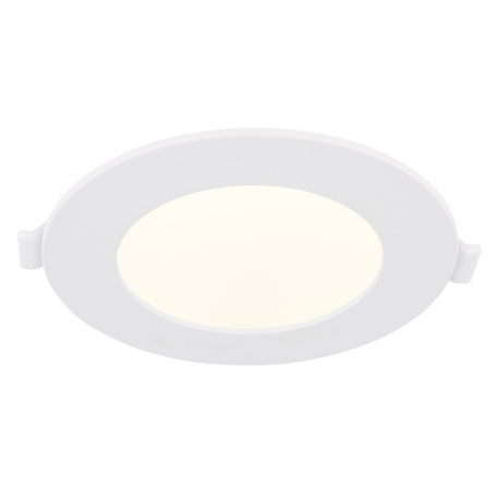 Podhledové svítidlo, bílý plast, bílý PVC kabel, externí ovladač v balení, ø:128mm, V: 25mm, výřez ø:115mm, délka přívodního kabelu 200mm, včetně LED 6W 230V, zdroj 610lm, výstup 500lm, 4000K