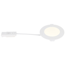 Podhledové svítidlo, bílý plast, bílý PVC kabel, externí ovladač v balení, ø:128mm, V: 25mm, výřez ø:115mm, délka přívodního kabelu 200mm, včetně LED 6W 230V, zdroj 610lm, výstup 500lm, 4000K
