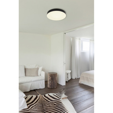 Stropní svítidlo, plast černý, plast bílý, posuvný přepínač, fixace barev, ø:300 mm, V:45 mm, včetně LED 24W 230V, zdroj 2700lm, výstup 2150lm, změna barvy světla 3000/4000/6500K