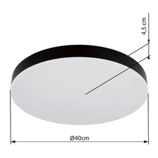 Stropní svítidlo, plast černý, plast bílý, posuvný přepínač, fixace barev, ø:400 mm, V:45mm, včetně LED 36W 230V, zdroj 4700lm, výstup 3400lm, změna barvy světla 3000/4000/6500K