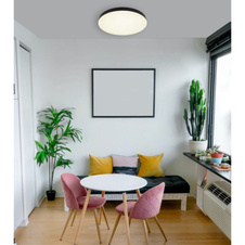 Stropní svítidlo, plast černý, bílý, posuvný přepínač, fixace barev, ø:500mm, V:45mm, včetně LED 50W 230V, zdroj 6000lm, výstup 4500lm, změna barvy světla 3000/4000/6500K