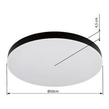 Stropní svítidlo, plast černý, bílý, posuvný přepínač, fixace barev, ø:500mm, V:45mm, včetně LED 50W 230V, zdroj 6000lm, výstup 4500lm, změna barvy světla 3000/4000/6500K