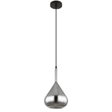Závěsné svítidlo, kov černý, sklo kouřové barvy, černý kabel, nastavitelná výška, ø:200mm, V:1500mm, bez žárovky 1xE27, max. 60W 230V