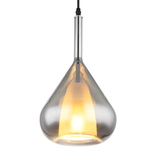 Závěsné svítidlo, kov černý, sklo kouřové barvy, černý kabel, nastavitelná výška, ø:200mm, V:1500mm, bez žárovky 1xE27, max. 60W 230V