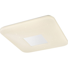 Stropní svítidlo, kov bílá, bílý akryl, chrom, stmívatelné, a intenzita 50-1700lm, dálkové ovládání, fixace barev, DxŠxV: 44x44x7cm, včetně 1xLED 24W 230V, 150-1700lm výstup, změna barvy světla 3000-4200-6400K