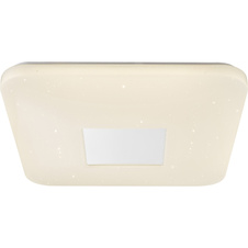 Stropní svítidlo, kov bílá, bílý akryl, chrom, stmívatelné, a intenzita 50-1700lm, dálkové ovládání, fixace barev, DxŠxV: 44x44x7cm, včetně 1xLED 24W 230V, 150-1700lm výstup, změna barvy světla 3000-4200-6400K