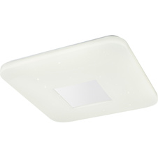 Stropní svítidlo, kov bílá, bílý akryl, chrom, stmívatelné, a intenzita 50-1700lm, dálkové ovládání, fixace barev, DxŠxV: 44x44x7cm, včetně 1xLED 24W 230V, 150-1700lm výstup, změna barvy světla 3000-4200-6400K