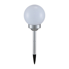 Solární svítidlo plast stříbrná metalíza, plast bílý, součástí balení baterie AA 600mAh 1,2V, IP44, Ø150mm, V:430mm, vč.2x LED 0,06W 3,2V, ~7000K