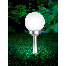 Solární svítidlo plast stříbrná metalíza, plast bílý, součástí balení baterie AA 600mAh 1,2V, IP44, Ø150mm, V:430mm, vč.2x LED 0,06W 3,2V, ~7000K