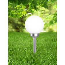 Solární svítidlo plast stříbrná metalíza, plast bílý, součástí balení baterie AA 600mAh 1,2V, IP44, Ø200mm, V:620mm, včetně 4x LED 0,06W 3,2V, 4000K