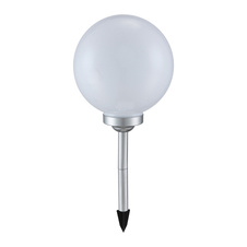 Solární svítidlo plast stříbrná metalíza, plast bílý, součástí balení baterie AA 600mAh 1,2V, IP44, Ø250mm, V:680mm, včetně 4x LED 0,06W 3,2V, bílá