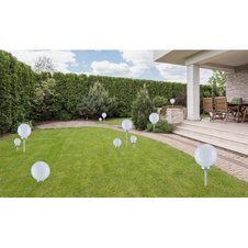 Solární svítidlo plast stříbrná metalíza, plast bílý, součástí balení baterie AA 600mAh 1,2V, IP44, Ø250mm, V:680mm, včetně 4x LED 0,06W 3,2V, bílá