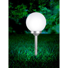 Solární svítidlo plast stříbrná metalíza, plast bílý, součástí balení baterie AA 600mAh 1,2V, IP44, Ø250mm, V:680mm, včetně 4x LED 0,06W 3,2V, bílá