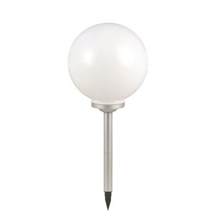 Solární svítidlo plast stříbrná metalíza, plast bílý, součástí balení baterie AA 600mAh 1,2V, IP44, Ø300mm, V:700mm, včetně 4x LED 0,06W 3,2V, 4000K