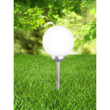 Solární svítidlo plast stříbrná metalíza, plast bílý, součástí balení baterie AA 600mAh 1,2V, IP44, Ø300mm, V:700mm, včetně 4x LED 0,06W 3,2V, 4000K