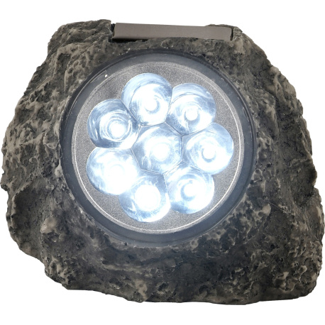 Solární svítidlo plast šedý, plast čirý, součástí balení baterie AA 600mAh 1,2V, IP44, DxŠxV:150x110x110mm, včetně 8x LED 0,06W 3V, bílá