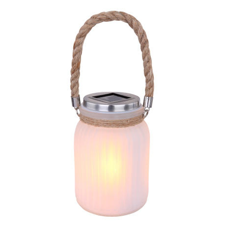 Solární svítidlo, plast, sklo satinované, blikající LED dioda, efekt hořícího ohně, IP44, včetně baterie 1xAA200mAh 1,2V, Ø105mm, V:160mm, včetně 30xLED 0,15W 3,2V, 3000K