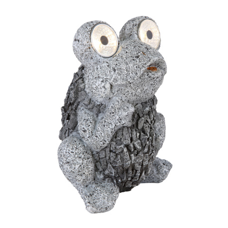 Solární svítidlo plast šedý, žába, IP44, vč. baterie 1xAA200mAh, DxŠxV:170x140x210mm, vč. 2xLED 0,06W 3V