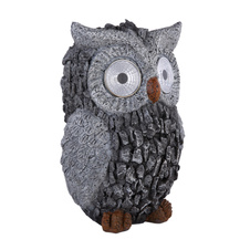 Solární svítidlo plast šedý, sova, IP44, vč. baterie 1xAA200mAh, DxŠxV:135x115x195mm, vč. 2xLED 0,06W 3V