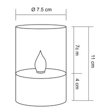 Solární svítidlo nerez, čirý plast, vypínač, efekt hořícího ohně, součástí baterie 1xAAA 100mAh 1,2V, IP44, Ø75mm, V:110mm, vč. LED 0,06W 3,2V, 1800K