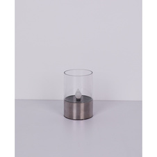 Solární svítidlo nerez, čirý plast, vypínač, efekt hořícího ohně, součástí baterie 1xAAA 100mAh 1,2V, IP44, Ø75mm, V:110mm, vč. LED 0,06W 3,2V, 1800K