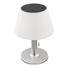 Solární svítidlo nerez, bílý plast, řetízkový tahový spínač, součástí balení baterie CR18650 1500mAh 3,7V, IP44, Ø195mm, V:280mm, vč.10x LED 0,2W 5V, 3000K, teplá bílá