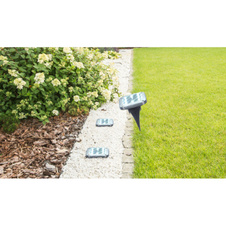 Solární svítidlo, ocel, plast černý, průhledný, IP44, tvar čtverce, se zapichovacím hrotem, 1xAA 300mAh 1,2V, DxŠxV:100x100x130mm, 2ks v balení, včetně 8xLED 0.1W 3V, bílé