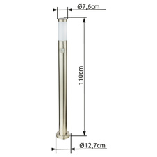 Venkovní svítidlo, nerezová ocel, plast bílý, IP44, senzor: 90°, dosah 9m, Ø13cm, V:110cm, bez žárovky 1xE27, max. 30W 230V.