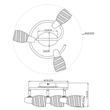 Stropní svítidlo, chrom, satinované sklo, Ø28cm, V:19cm, bez žárovek 3xE14, max. 40W 230V.