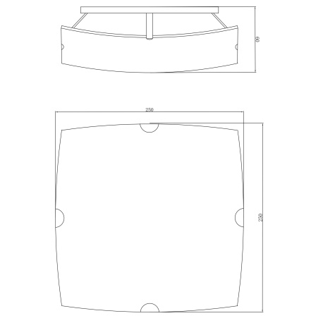Stropní svítidlo, kov bílý, chrom, satinované sklo, ozdobné linky, DxŠxV: 25x25x6cm, bez žárovky 1xE27, max. 60W 230V ILLU.