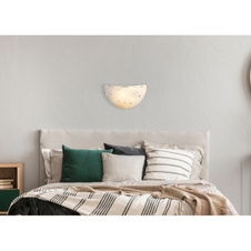 Nástěnné svítidlo, kov bílý, chrom, satinované sklo, dekorační kamínky, průhledné ozdobné linky, ŠxV: 30x18cm, H:7cm, bez žárovky 1xE27, max. 60W 230V ILLU.