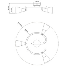 Stropní svítidlo, chrom, sklo bílé, Ø25cm, V:15cm, bez žárovek 3xE14, max. 40W 230V.