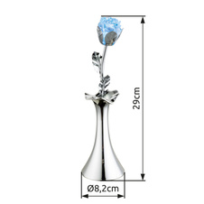 Dekorativní svítidlo, chrom, akryl, váza s růžičkou, vypínač, změna barvy světla, bez baterií 3xAAA 1.5V, Ø8cm, V:29cm, 1xRGB LED 0.06W 4.5V, multicolor.