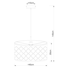Závěsné svítidlo, kov nikl matný, tkanina zlato-černá, stínidlo s ozdobným děrováním, Ø40cm, V:140cm, bez žárovky 1xE27, max. 60W 230V.