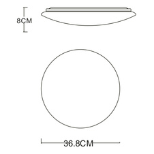 Stropní svítidlo, kov bílý, plast bílý, chromová obruč, Ø37cm, V:8cm, včetně 1xLED 24W 230V, 1800lm, 3000K.
