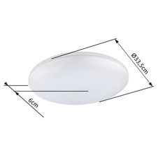 Venkovní svítidlo, plast stříbrný, plast bílý, IP54, Ø33cm, V:6cm, včetně 1xLED 24W 230V, 1900lm, 3000K.