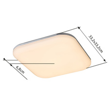 Venkovní svítidlo, plast stříbrný, plast bílý, IP54, DxŠxV: 33x33x6cm, včetně 1xLED 24W 230V, 1900lm, 3000K.