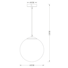 Závěsné svítidlo, kov nikl matný, sklo průhledné chrom, Ø25cm, V:120cm, bez žárovky 1xE27, max. 40W 230V.