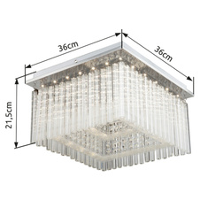 Stropní svítidlo, chrom, akryl, skleněné tyčinky čiré, sklo čiré, DxŠxV: 36x36x22cm, včetně 1xLED 21W 230V, 1860lm, 4000K.