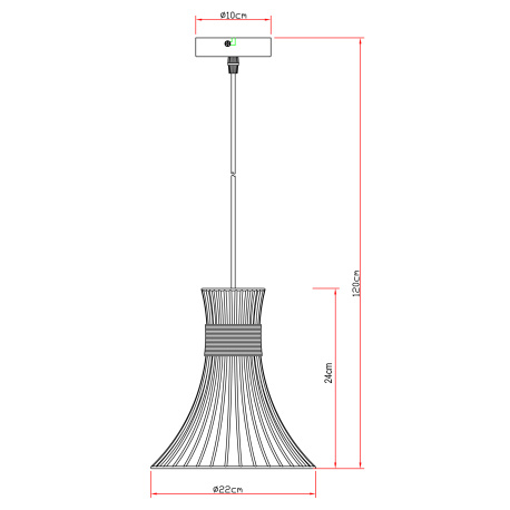 Závěsné svítidlo, kov černý, kovové tyče černé a zlaté, Ø22cm, V:120cm, bez žárovky 1xE27, max. 60W 230V