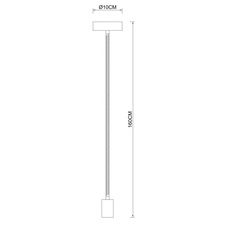 Závěsné svítidlo, kov černý, lano hnědé, Ø10cm, V:166cm, bez žárovky 1xE27, max. 60W 230V