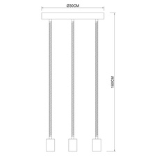Závěsné svítidlo, kov černý, konopná lana hnědá, Ø30cm, V: 160cm, bez žárovek 3xE27, max. 60W 230V