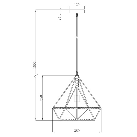Závěsné svítidlo, kov černý, lano hnědé, Ø38cm, V:150cm, bez žárovky 1xE27, max. 60W 230V