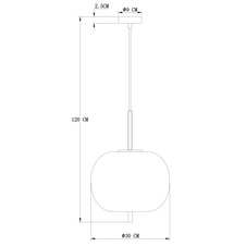 Závěsné svítidlo, černý kov, kouřové sklo, Ø30cm, V:120cm, bez žárovky 1xE27, max. 60W 230V