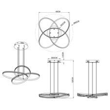 Závěsné svítidlo, kov černý, plast bílý, Ø60cm, V:120cm, včetně 1xLED 30W 230V, 1370lm, 3000K