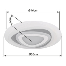 Stropní svítidlo, kov bílý, akryl antracit, bílá, stmívatelné, dálkové ovládání, fixace barev, Ø50cm, V:6cm, včetně 1xLED 46W 230V, 320-3200lm, změna barvy světla 3000-6000K