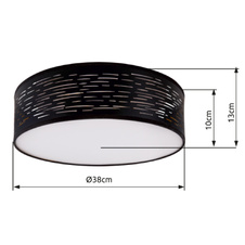 Stropní svítidlo, kov černý, plast černý a zlatý, 3 kroky svícení pomocí nástěnného vypínače, Ø38cm, V:13cm, včetně 1xLED 20W 230V, 1180lm, změna barvy světla 3000-4000-6000K