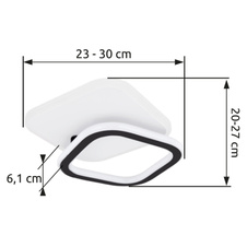 Stropní svítidlo, kov bílý a černý, akryl bílý, horní část otočná, DxŠxV: 30x27x6cm, včetně 1xLED 30W 230V, 3900lm zdroj, 1700lm výstup, 3000K